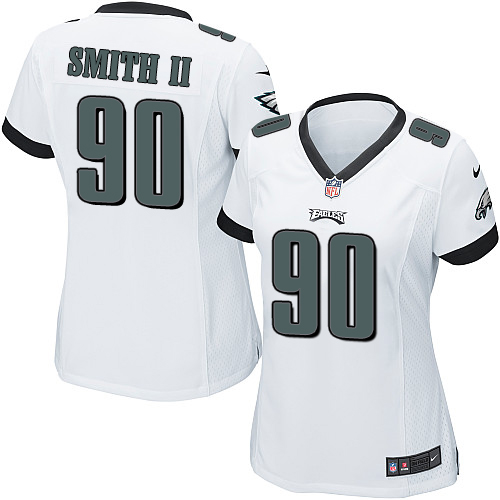 Women's Elite Marcus Smith II Nike Jersey White Road - #90 NFL Philadelphia Eagles